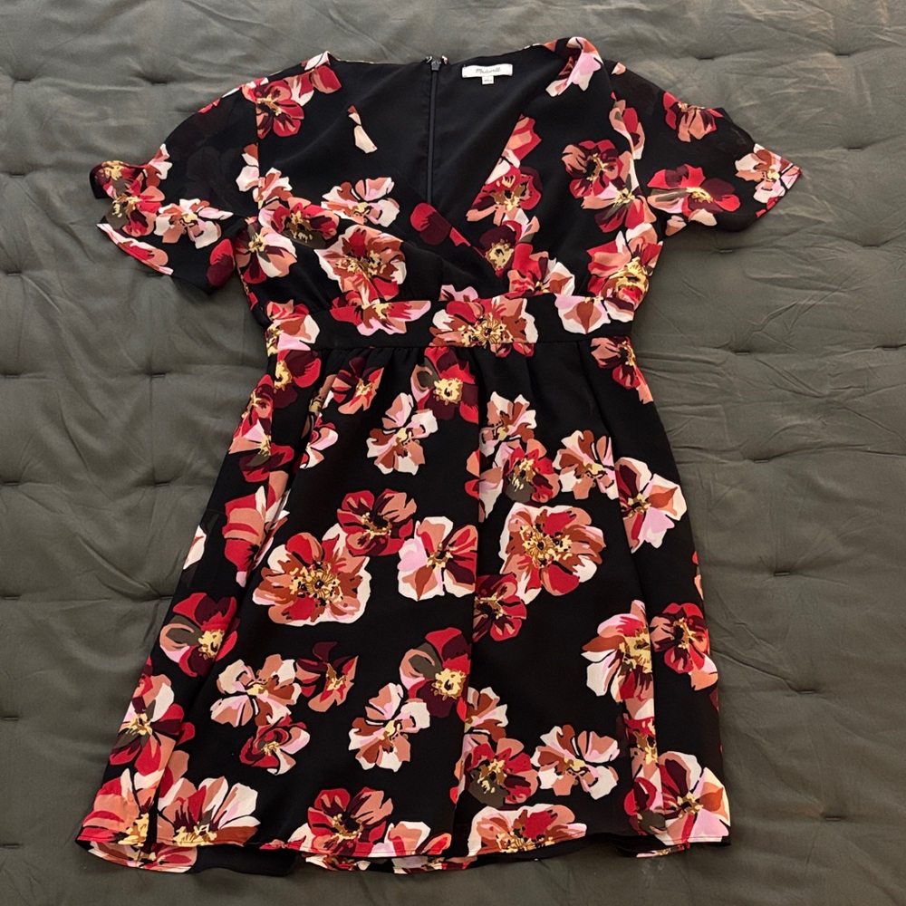 Madewell Black Dress with Floral Design